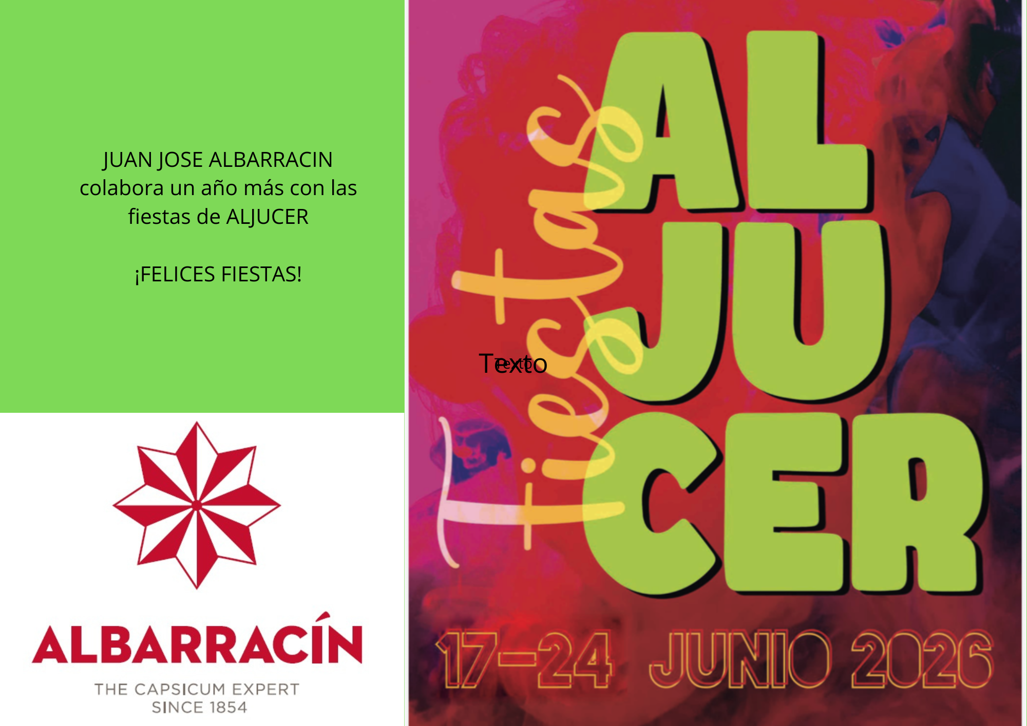 JUAN JOSÉ ALBARRACÍN, S.A. con las Fiestas de Aljucer